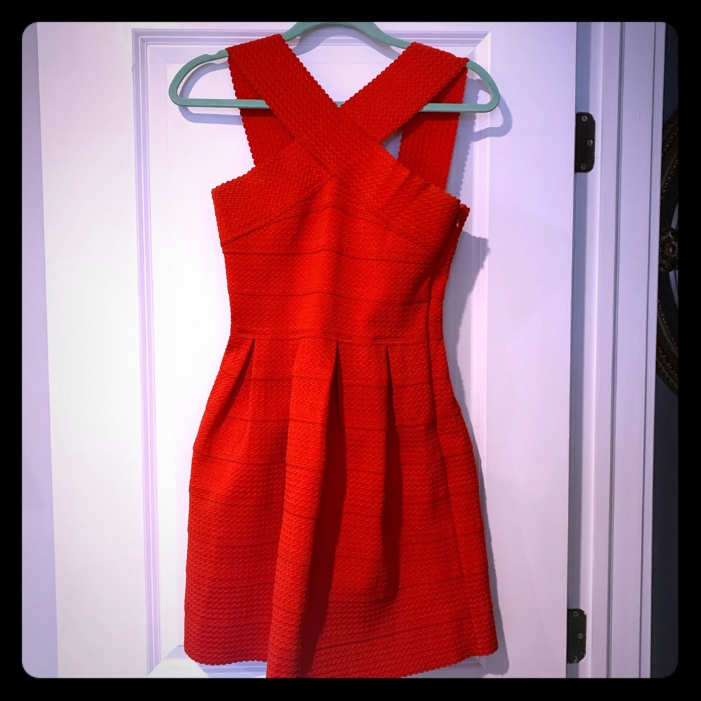 Red Pleated Party Dress
